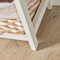 Home Source Wooden Storage Chest 3 Drawer Wicker Basket Organiser Fully Assembled in White - thumbnail 4