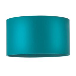 Loops 380mm Teal Satin Fabric Cylinder Lamp Shade - Rolled Edge - 10W E27 LED