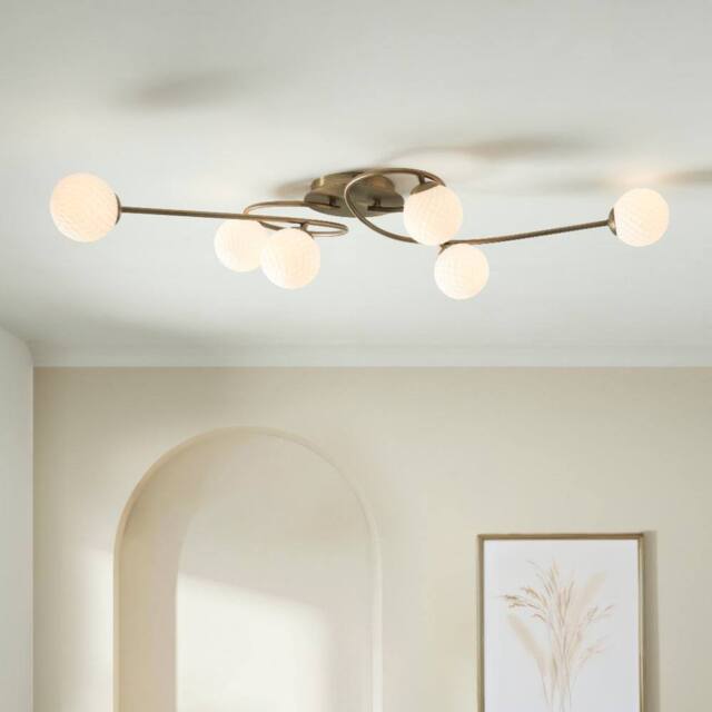 Pagazzi Jaymie 6-Light Antique Brass Semi-Flush Ceiling Light in Gold - image 1