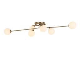Pagazzi Jaymie 6-Light Antique Brass Semi-Flush Ceiling Light in Gold - thumbnail 6