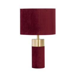 First Choice Lighting Set of 2 Burgundy Velvet with Brass Detail Table Lamps - thumbnail 2