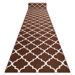 RugsX Anti-Slip Trellis Runner in Brown - Size: 90 cm x 410 cm - thumbnail 1