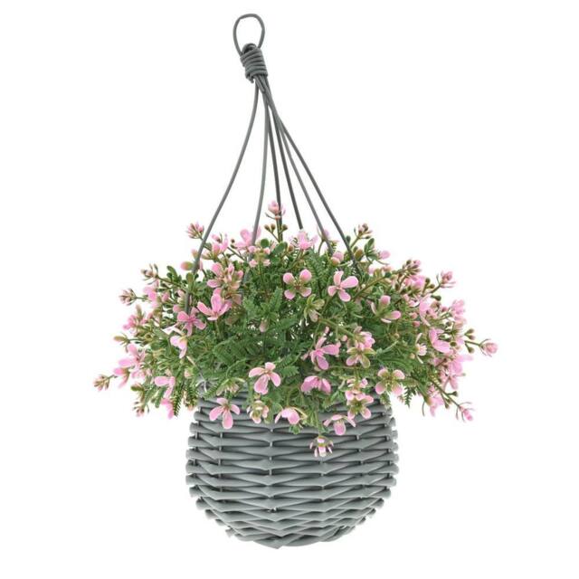 Ark Mat Artificial Floral Hanging Basket UV Resistant 34cm Indoor Outdoor in Pink - Size: 1 Pack - image 1