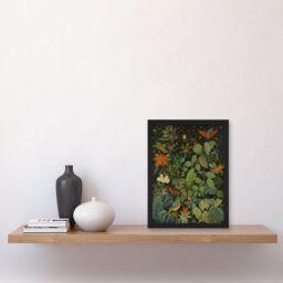 Artery8 Audubon Style Birds & Insects in Jungle Artwork Framed Wall Art Print A4 in Black - thumbnail 2