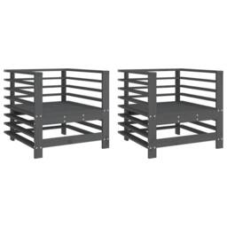 Berkfield Home Garden Chairs 2 pcs Grey Solid Wood Pine