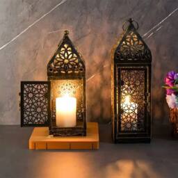 EONLION 2Pcs Moroccan Lantern Candle Holder in Bronze - Size: 100 cm - thumbnail 5