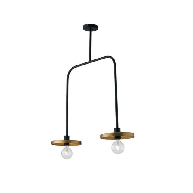 Netlighting TWIGA 2 Light Straight Bar Pendant Black Gold 85x91.3x25cm - Size: 85x91.3x25 cm - image 1