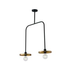 Netlighting TWIGA 2 Light Straight Bar Pendant Black Gold 85x91.3x25cm - Size: 85x91.3x25 cm - thumbnail 1
