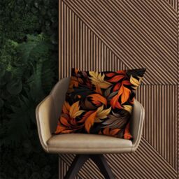 Warren Reed - Designer Autumn Leaves Design Outdoor Cushion in Orange - Size: 45 cm x 45 cm - thumbnail 2