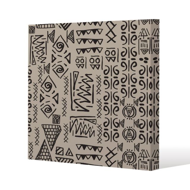 Benjamin Tate Design Striped egyptian theme with ethnic & tribal motifs (Canvas Print) / 101 x 101 x 4cm in Natural - Size: 101 x 101 x 4 cm - image 1