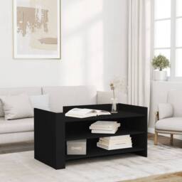 Berkfield Home Coffee Table Black 100x50x50 cm Engineered Wood - Size: 100 x 50 x 50 cm - thumbnail 2