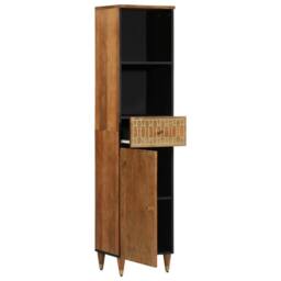 Berkfield Home Bathroom Cabinet 38x33x160 cm Solid Wood Mango in Brown - Size: 38 x 33 x 160 cm - thumbnail 3