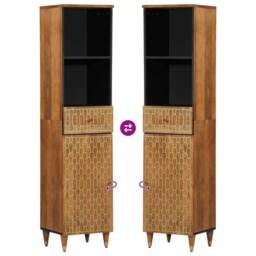 Berkfield Home Bathroom Cabinet 38x33x160 cm Solid Wood Mango in Brown - Size: 38 x 33 x 160 cm - thumbnail 6