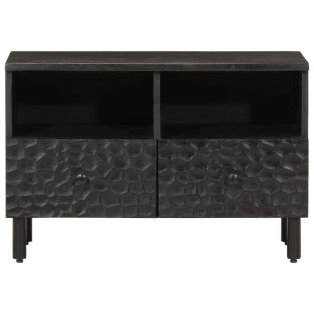 Berkfield Home TV Cabinet Black 70x33x46 cm Solid Wood Mango - Size: 70 x 33 x 46 cm - image 1