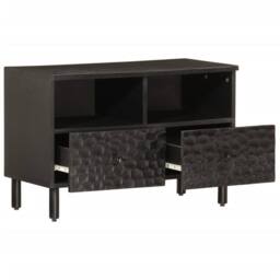 Berkfield Home TV Cabinet Black 70x33x46 cm Solid Wood Mango - Size: 70 x 33 x 46 cm - thumbnail 3