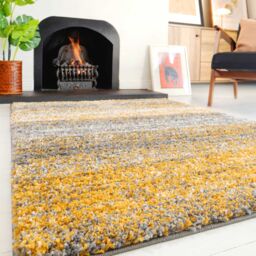 Kukoon Soft Shaggy Rugs Deep Pile Fluffy Yellow Stripe Bedroom Carpet Mat - Size: 60 cm x 110 cm - thumbnail 2