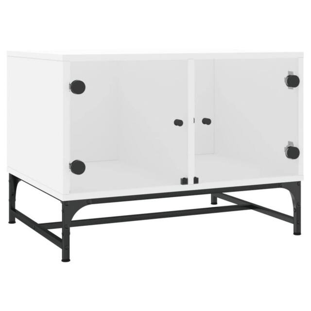 Berkfield Home Coffee Table with Glass Doors White 68.5x50x50 cm - image 1
