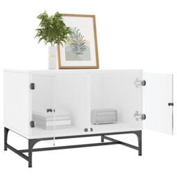 Berkfield Home Coffee Table with Glass Doors White 68.5x50x50 cm - thumbnail 4