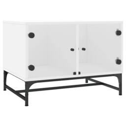 Berkfield Home Coffee Table with Glass Doors White 68.5x50x50 cm