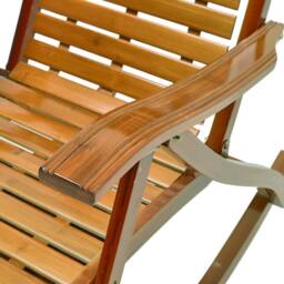 KORVIXA Adjustable Garden Relaxing Sun Bamboo Rocking Chair in Brown - Size: 0.6m2 - thumbnail 4