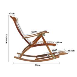 KORVIXA Adjustable Garden Relaxing Sun Bamboo Rocking Chair in Brown - Size: 0.6m2 - thumbnail 2