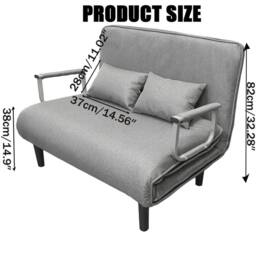 Nordara Grey Double Fabric Sofa Bed Folding Sleeper Couch - thumbnail 2