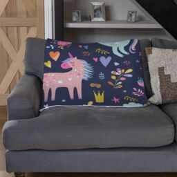 Benjamin Tate Design unicorns on navy Designer Blanket in Natural - Size: 120 cm x 150 cm - thumbnail 2