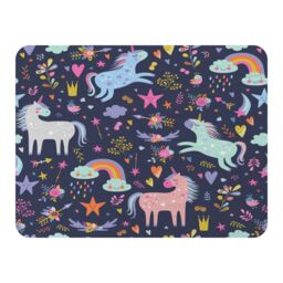 Benjamin Tate Design unicorns on navy Designer Blanket in Natural - Size: 120 cm x 150 cm - thumbnail 1