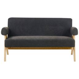 Wyld and Coco Boucle 2-Seater Sofa with Bench - Black and Light Brown - thumbnail 5