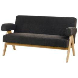 Wyld and Coco Boucle 2-Seater Sofa with Bench - Black and Light Brown - thumbnail 6