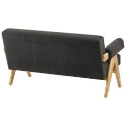 Wyld and Coco Boucle 2-Seater Sofa with Bench - Black and Light Brown - thumbnail 7