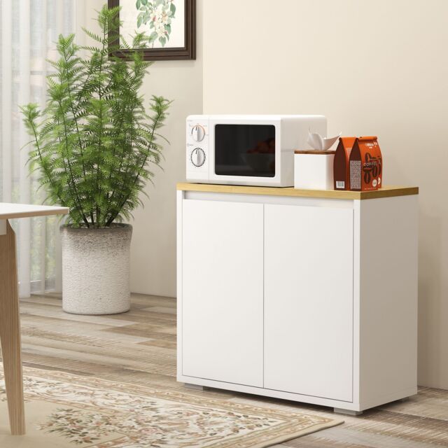 HOMCOM Kitchen Sideboard Storage Cabinet with Double Doors & Shelf in White - image 1