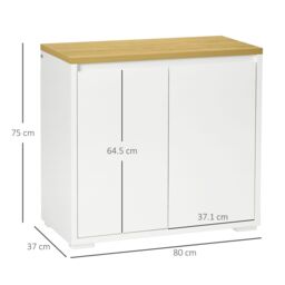 HOMCOM Kitchen Sideboard Storage Cabinet with Double Doors & Shelf in White - thumbnail 3