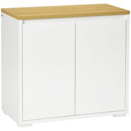 HOMCOM Kitchen Sideboard Storage Cabinet with Double Doors & Shelf in White - thumbnail 2