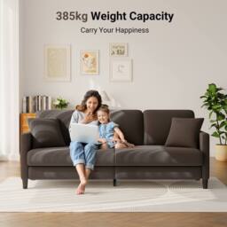 Dprodo 210cm Modern Teddy Fabric 3-Seater Sofa in Brown - Size: 3 Seater - thumbnail 7