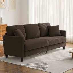 Dprodo 210cm Modern Teddy Fabric 3-Seater Sofa in Brown - Size: 3 Seater - thumbnail 6