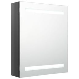 Berkfield Home LED Bathroom Mirror Cabinet Shining Grey 50x14x60 cm - Size: 50 x 14 x 60 cm - thumbnail 2