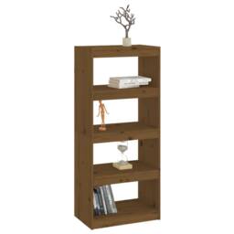 Berkfield Home Book Cabinet/Room Divider Honey Brown 60x30x135.5 cm Wood Pine - thumbnail 4
