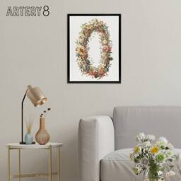 "Artery8 Summer Flower Wreath Illustration Teyler Black Framed Canvas Wall Art in White - Size: W12"" x H16""" - thumbnail 3