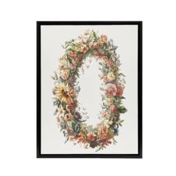 "Artery8 Summer Flower Wreath Illustration Teyler Black Framed Canvas Wall Art in White - Size: W12"" x H16""" - thumbnail 1