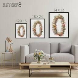"Artery8 Summer Flower Wreath Illustration Teyler Black Framed Canvas Wall Art in White - Size: W12"" x H16""" - thumbnail 4