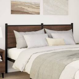 Berkfield Home Headboard Brown Oak 140 cm Engineered Wood & Steel - thumbnail 2