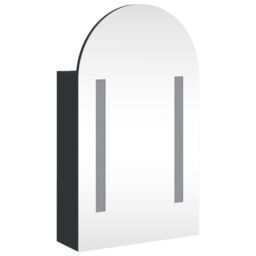Berkfield Home Bathroom Mirror Cabinet with LED Light Arched Black 42x13x70 cm - Size: 42 x 13 x 70 cm - thumbnail 4