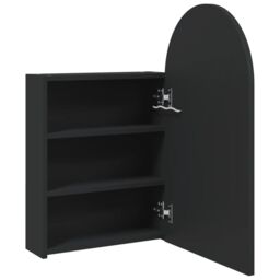 Berkfield Home Bathroom Mirror Cabinet with LED Light Arched Black 42x13x70 cm - Size: 42 x 13 x 70 cm - thumbnail 5