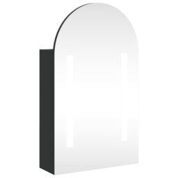 Berkfield Home Bathroom Mirror Cabinet with LED Light Arched Black 42x13x70 cm - Size: 42 x 13 x 70 cm - thumbnail 2