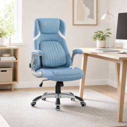 STILVORA Office Chair with Adjustable Height & Flip-Up Armrests in Blue - thumbnail 1