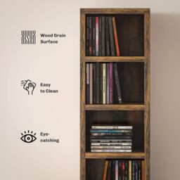 HOMCOM 204 CD Storage Tower, Tall Bookcase Bookshelf with 12 Cubes in Brown - Size: 6ft - thumbnail 5
