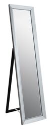 Orsina Silver Freestanding Floor Mirror, Modern Style Full Length Wooden Mirror, Silver Framed Dressing Mirror