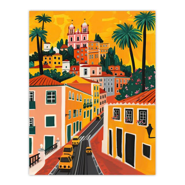 "Artery8 Mexico City Santa Prisca Church Cityscape Sunset Wall Art Print in Mustard - Size: W18"" x H24""" - image 1