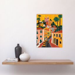 "Artery8 Mexico City Santa Prisca Church Cityscape Sunset Wall Art Print in Mustard - Size: W18"" x H24""" - thumbnail 4